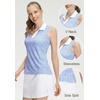 image:imageM MAELREG Womens Polo Shirts Short Sleeve VNeck Collared Golf Tennis Shirt Moisture Wicking Tank Top Womens Golf ShirtsWhite Blue Stripes
