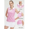 image:imageM MAELREG Womens Polo Shirts Short Sleeve VNeck Collared Golf Tennis Shirt Moisture Wicking Tank Top Womens Golf ShirtsWhite Pink Geometric