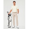 image:imageMens Polo Shirts Short Sleeve Jacquard Casual Nylon Blend Solid Stylish Dry Fit Performance Collared Golf Polo Shirts for MenBeige