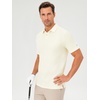 image:imageMens Polo Shirts Short Sleeve Jacquard Casual Nylon Blend Solid Stylish Dry Fit Performance Collared Golf Polo Shirts for MenBeige