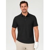 image:imageMens Polo Shirts Short Sleeve Jacquard Casual Nylon Blend Solid Stylish Dry Fit Performance Collared Golf Polo Shirts for MenBlack