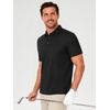 image:imageMens Polo Shirts Short Sleeve Jacquard Casual Nylon Blend Solid Stylish Dry Fit Performance Collared Golf Polo Shirts for MenBlack