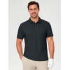 image:imageMens Polo Shirts Short Sleeve Jacquard Casual Nylon Blend Solid Stylish Dry Fit Performance Collared Golf Polo Shirts for MenDark Gray