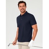 image:imageMens Polo Shirts Short Sleeve Jacquard Casual Nylon Blend Solid Stylish Dry Fit Performance Collared Golf Polo Shirts for MenNavy