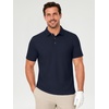 image:imageMens Polo Shirts Short Sleeve Jacquard Casual Nylon Blend Solid Stylish Dry Fit Performance Collared Golf Polo Shirts for MenNavy