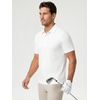 image:imageMens Polo Shirts Short Sleeve Jacquard Casual Nylon Blend Solid Stylish Dry Fit Performance Collared Golf Polo Shirts for MenWhite
