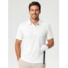 image:imageMens Polo Shirts Short Sleeve Jacquard Casual Nylon Blend Solid Stylish Dry Fit Performance Collared Golf Polo Shirts for MenWhite