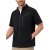 image:imageM MAELREG Short Sleeve Golf Jackets for Men with Full Zipper Lightweight UPF50 Hiking Vests For Men with Button PocketsBlack