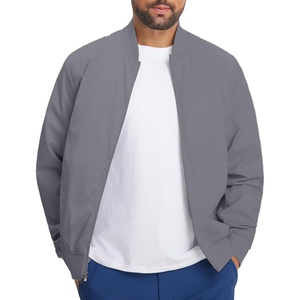 image:imageM MAELREG Mens Bomber Jacket Lightweight Casual Golf Windbreaker Spring Fall Full Zip Up Coat Jackets for Men with 4 PocketsNeutral Grey