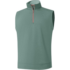 image:imageM MAELREG Mens Quarter Zip Pullover Golf Vest Mock Neck Lightweight VestDark Green Melange