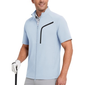 image:imageM MAELREG Short Sleeve Golf Jackets for Men with Full Zipper Lightweight UPF50 Hiking Vests For Men with Button PocketsLight Blue